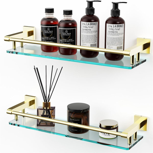 Latitude Run® Mansurah Glass Floating Shelf with Adjustable Shelves